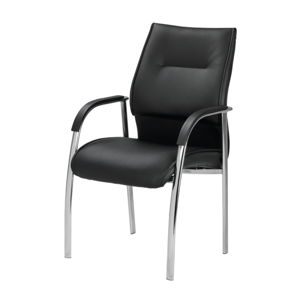 Image of Uptown 4-leg visitors chrome frame chair - left view