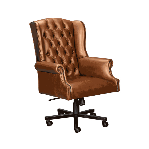 Image of Diplomat Executive wingback chair in walnut leather - right view
