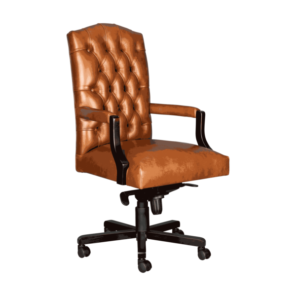 Image of Statesman Executive High Back chair Mahogany Stained Wooden Arms and 5 - star wooded base - right view