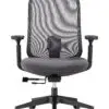 Black ergonomic mesh office chair with adjustable armrests