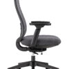 Black ergonomic office chair with mesh back and castors