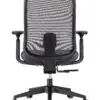 Black ergonomic mesh office chair with armrests and wheels