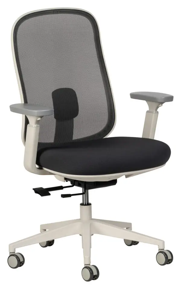 Black mesh ergonomic office chair with adjustable armrests
