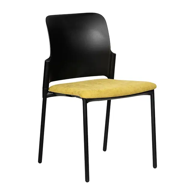 Black dining chair with mustard upholstered seat