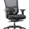 Black ergonomic mesh office chair with adjustable armrests