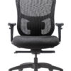 Black ergonomic mesh office chair with adjustable armrests