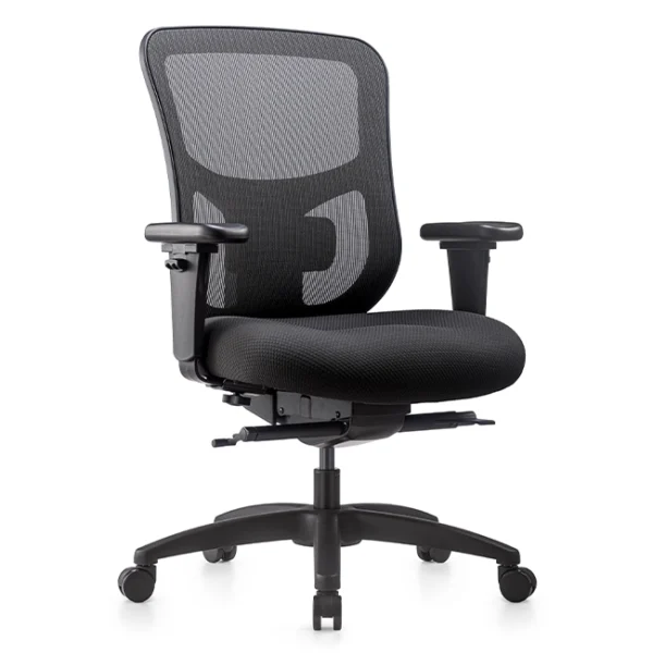 Black ergonomic mesh office chair with wheels