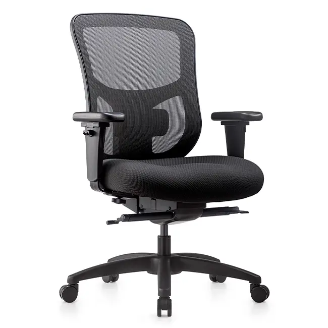 Black ergonomic mesh office chair with wheels