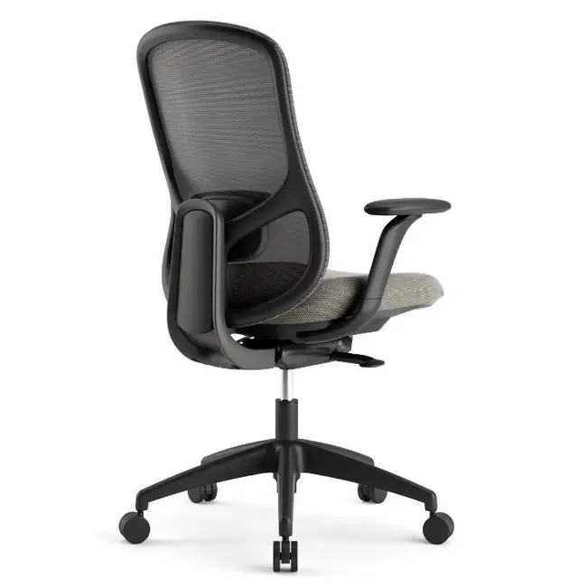Black ergonomic mesh office chair with wheels