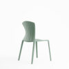 Mint green ribbed plastic chair viewed from behind