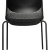 Black perforated plastic chair with tubular metal legs