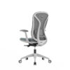 Grey mesh ergonomic office chair with wheeled base