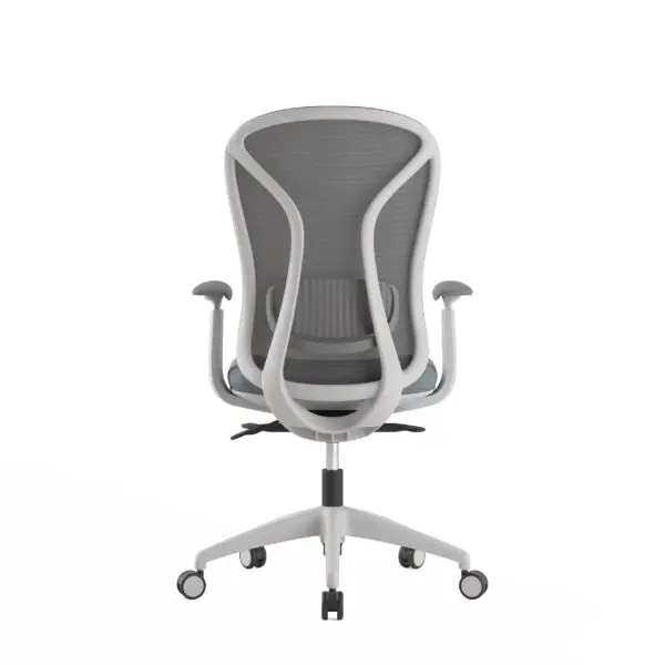 Grey ergonomic mesh office chair on wheels